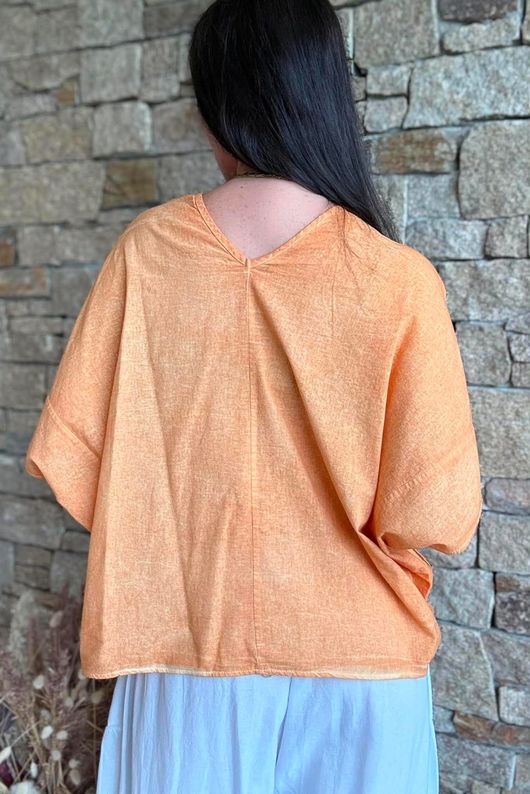 Rustic Nature Linen Blend Pocket Tee Washed Cayenne
